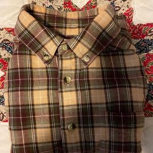LL Bean Scotch Plaid Flannel Long Sleeve Medium w/ Pocket& Button Down Collar